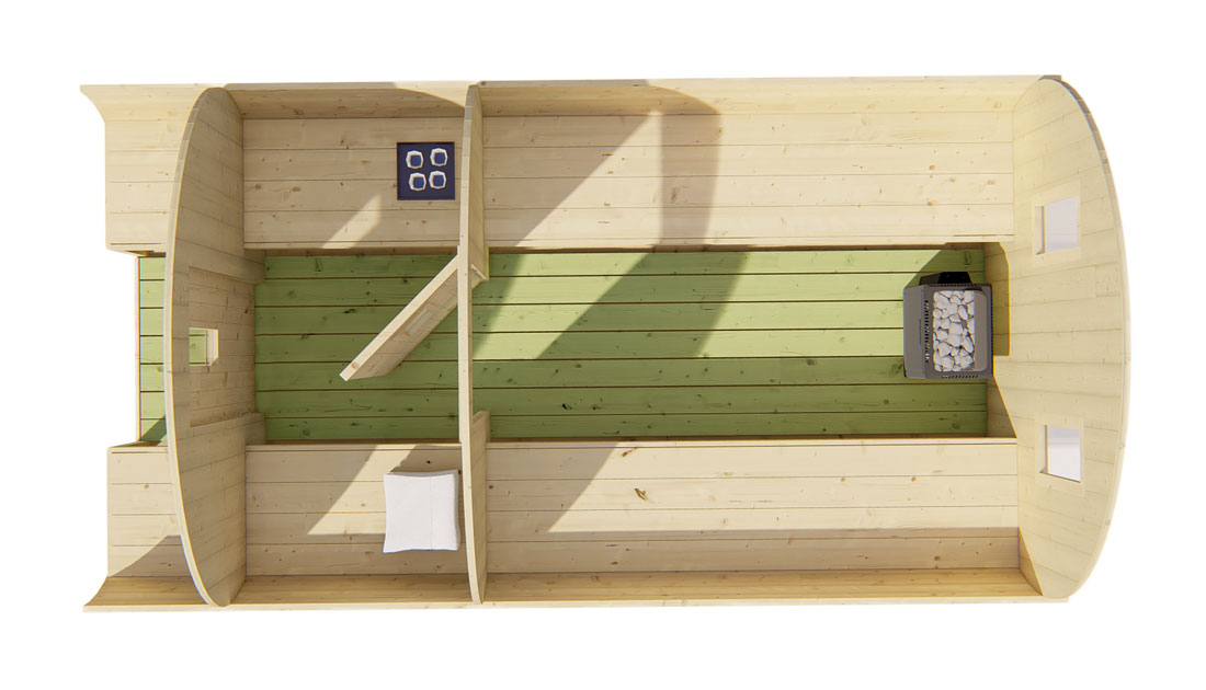 Interieur van de tuinsauna van Zaventem